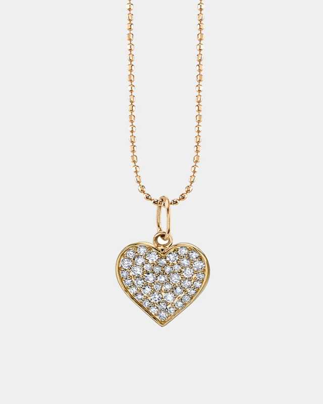 14K Yellow Gold Diamond Heart Pendant Necklace, 18"L